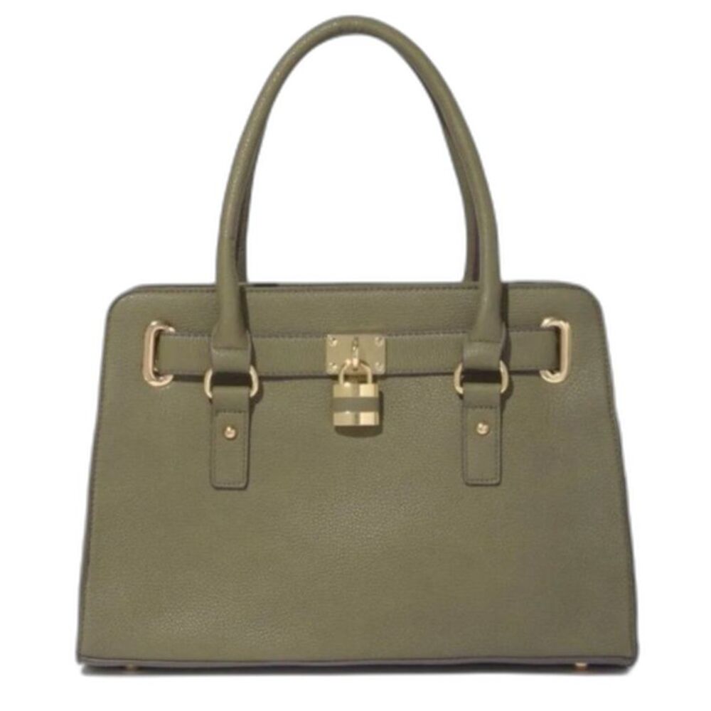 Charming Charlie NWOT Olive Pebble Faux Leather Structured Satchel Bag